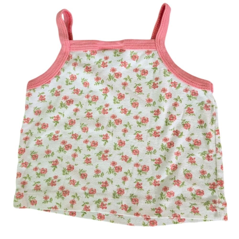 Vintage Girls Mini wear Pink White‎ Floral Print Tank Top 24 Months